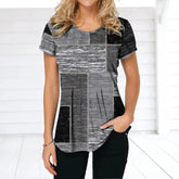 Women's O Neck Short Sleeve Blouse Oversized Ladies Tops